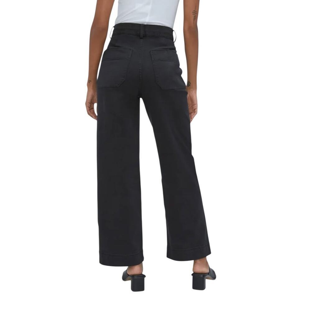 Everlane The Organic Cotton Twill Wide Leg Pants Black size 00 NWT - Picture 4 of 6